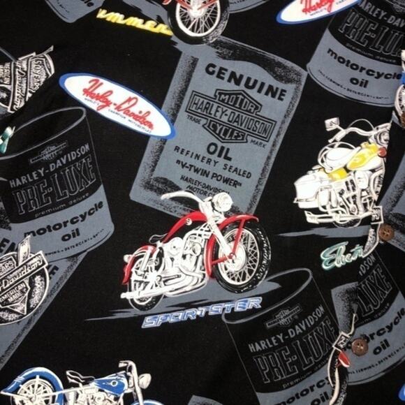 Harley-Davidson x Tori Richard Oil Can Camp Shirt Size XL Black Gray - Picture 5 of 7